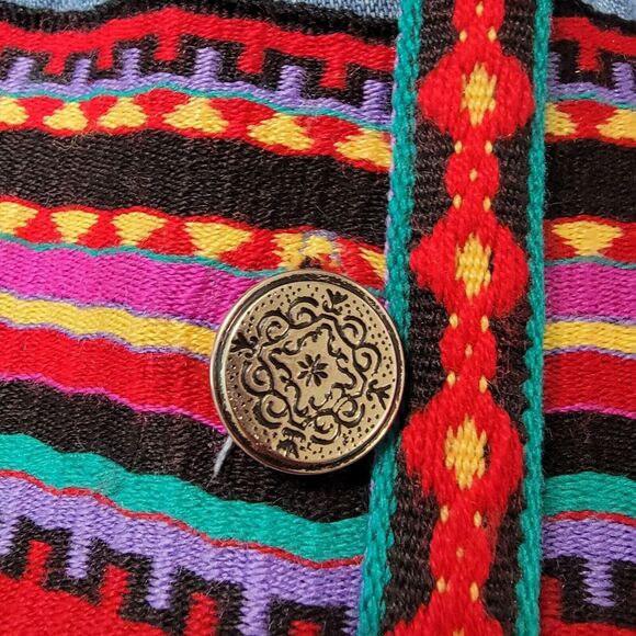 Vtg Coldwater Creek Boho Denim Jacket Womens Large Aztec Embroidered USA - Picture 3 of 13